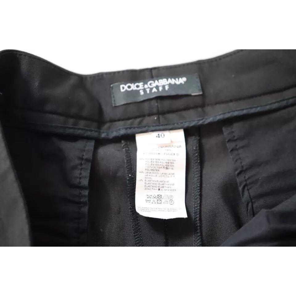 Dolce & Gabbana Black High Waist Tapered Trouser Pants Dolce & Gabbana Dark Slate Gray