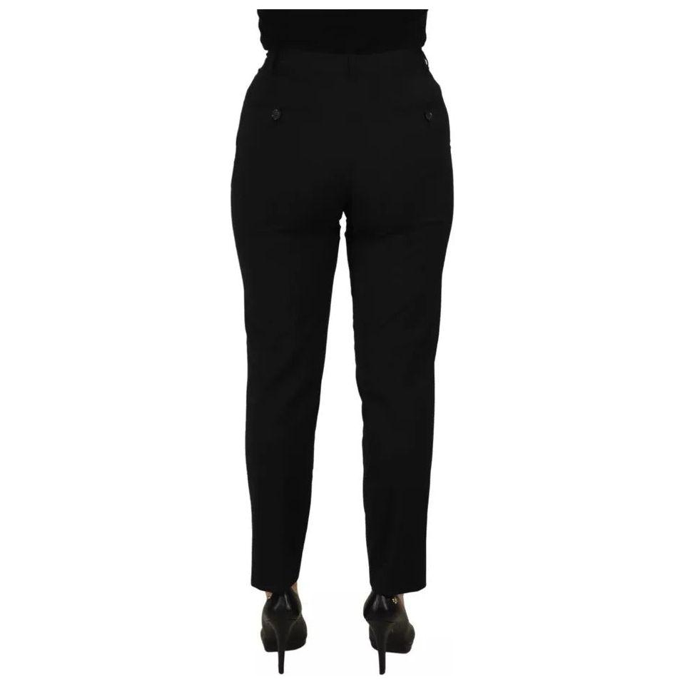 Dolce & Gabbana Black High Waist Tapered Trouser Pants Dolce & Gabbana Black