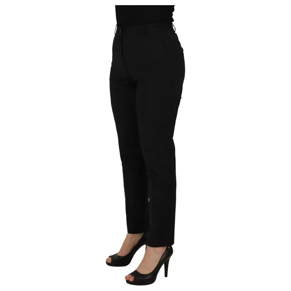 Dolce & Gabbana Black High Waist Tapered Trouser Pants Dolce & Gabbana Black