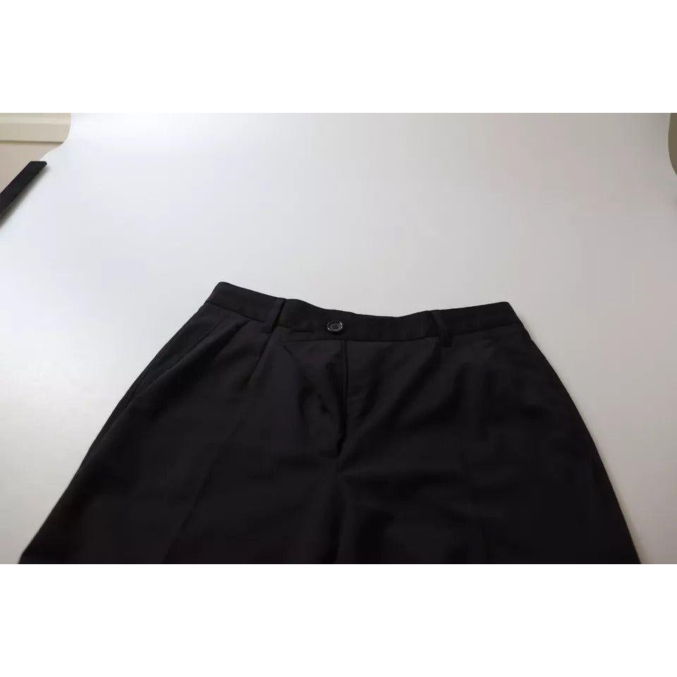 Dolce & Gabbana Black High Waist Tapered Trouser Pants Dolce & Gabbana Light Gray