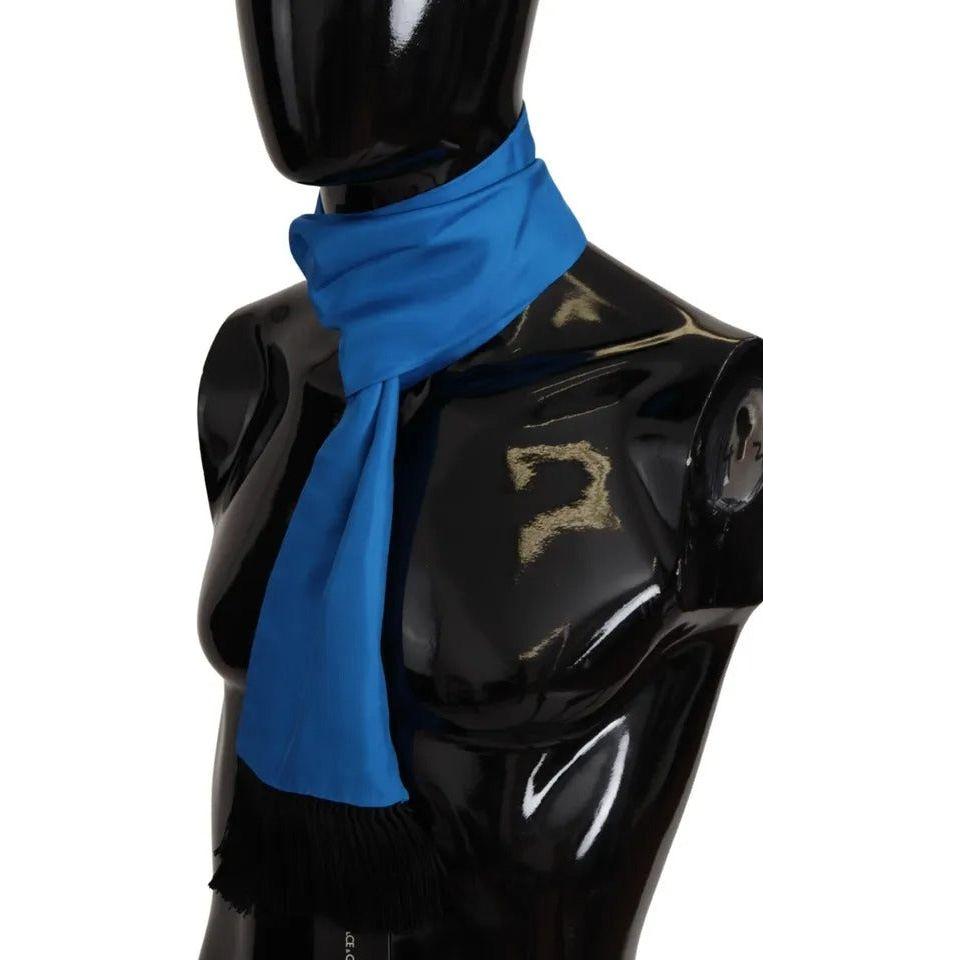 Dolce & Gabbana Royal Blue Scarf Neck Wrap Shawl Silk Scarf Dolce & Gabbana Black