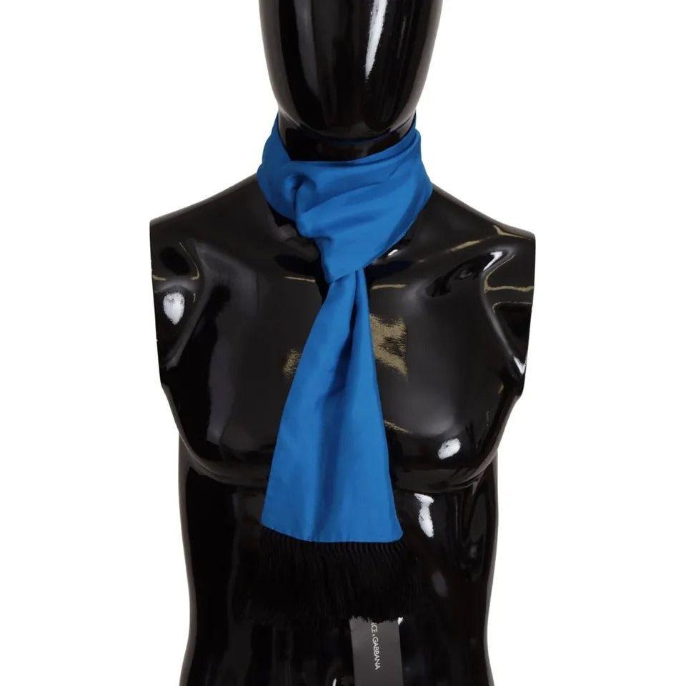 Dolce & Gabbana Royal Blue Scarf Neck Wrap Shawl Silk Scarf Dolce & Gabbana Black