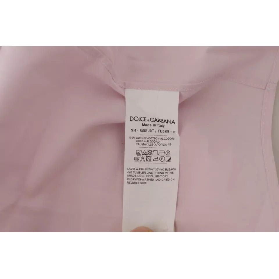 Dolce & Gabbana Light Pink Cotton Dress Formal Men GOLD Shirt Dolce & Gabbana Rosy Brown