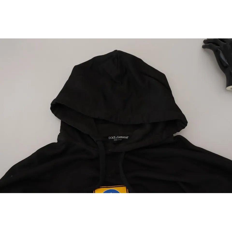 Dolce & Gabbana Black Cotton Logo Hooded Sweatshirt Sweater Dolce & Gabbana Gray