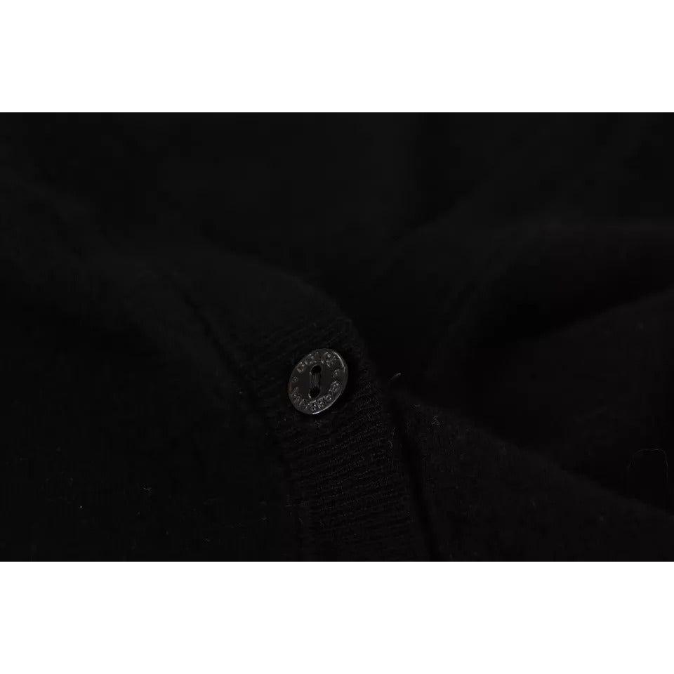 Dolce & Gabbana Black Wool Knit Button Down Cardigan Sweater Dolce & Gabbana Black