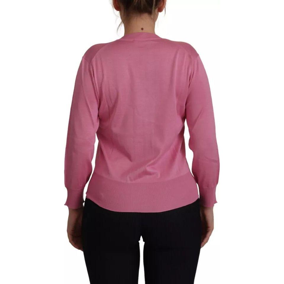 Dolce & Gabbana Pink 100% Silk Button Down Cardigan Sweater Dolce & Gabbana Maroon