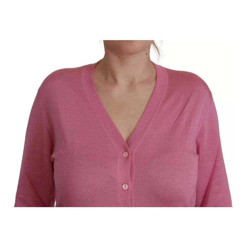 Dolce & Gabbana Pink 100% Silk Button Down Cardigan Sweater Dolce & Gabbana Maroon