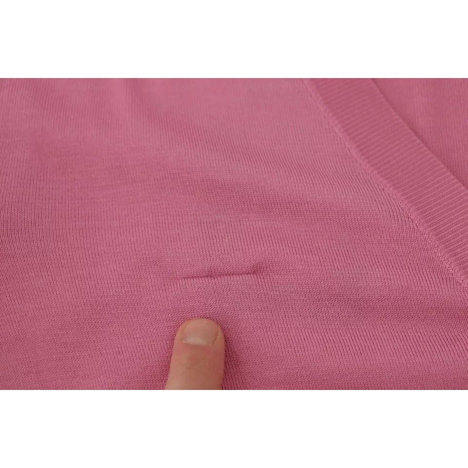 Dolce & Gabbana Pink 100% Silk Button Down Cardigan Sweater Dolce & Gabbana Pale Violet Red