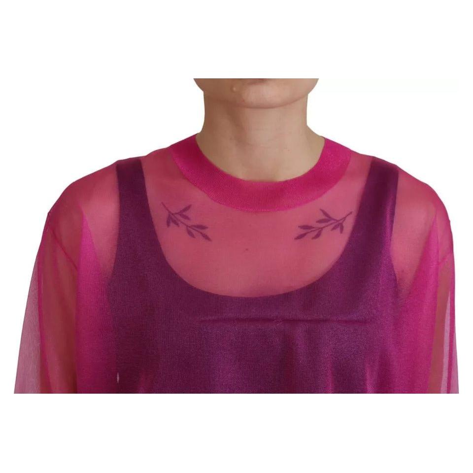 Dolce & Gabbana Fuchsia Polyester Crewneck Pullover Sweater Dolce & Gabbana Maroon