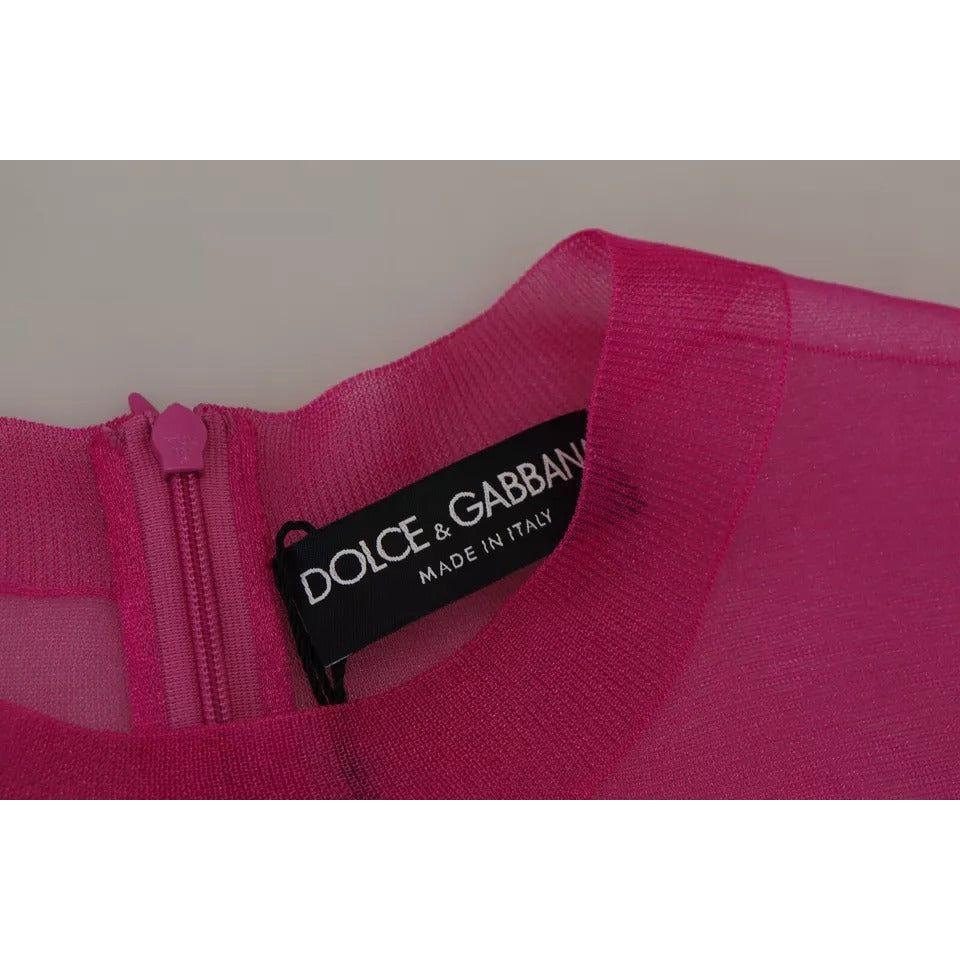 Dolce & Gabbana Fuchsia Polyester Crewneck Pullover Sweater Dolce & Gabbana Brown