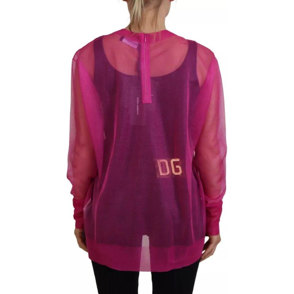Dolce & Gabbana Fuchsia Polyester Crewneck Pullover Sweater Dolce & Gabbana Brown