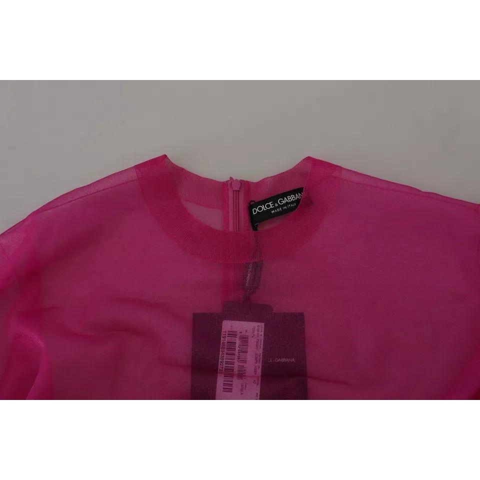 Dolce & Gabbana Fuchsia Polyester Crewneck Pullover Sweater Dolce & Gabbana Brown