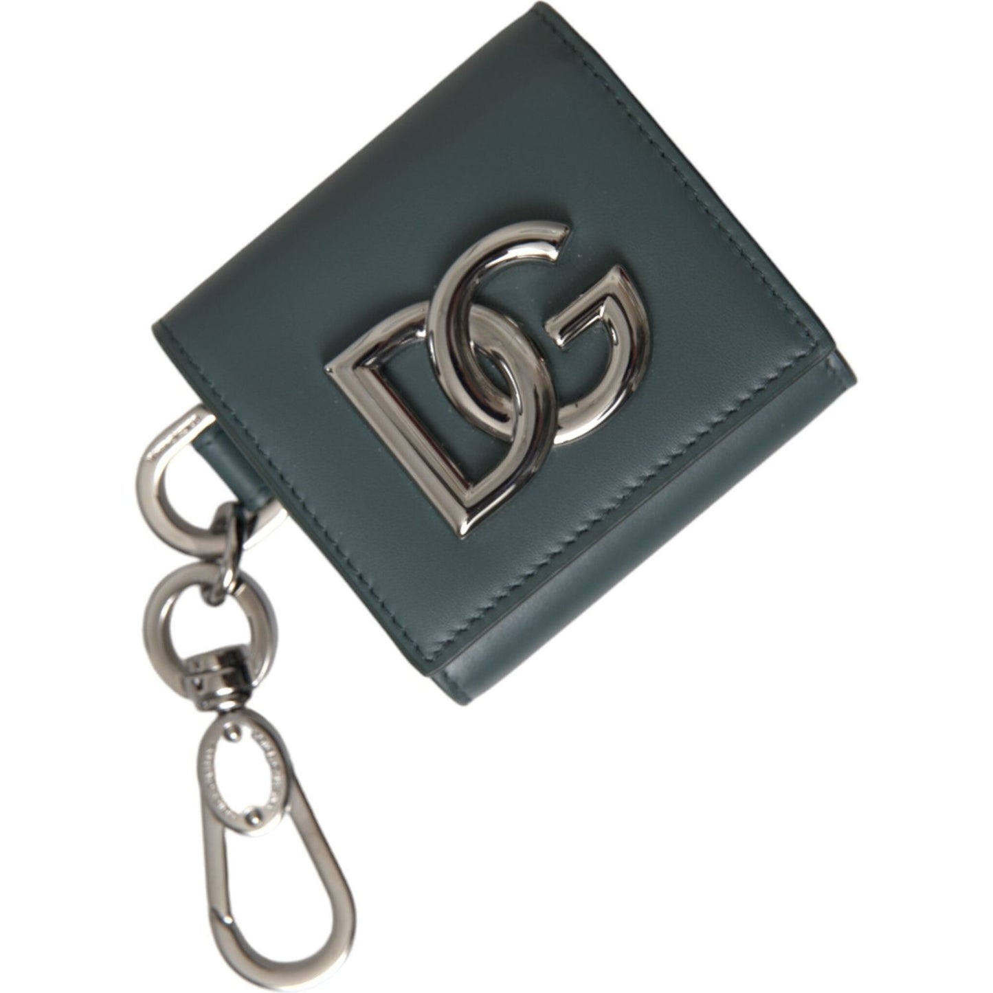 Dolce & Gabbana Green Leather DG Logo Keyring Coin Purse Keyring Wallet Dolce & Gabbana Dark Slate Gray