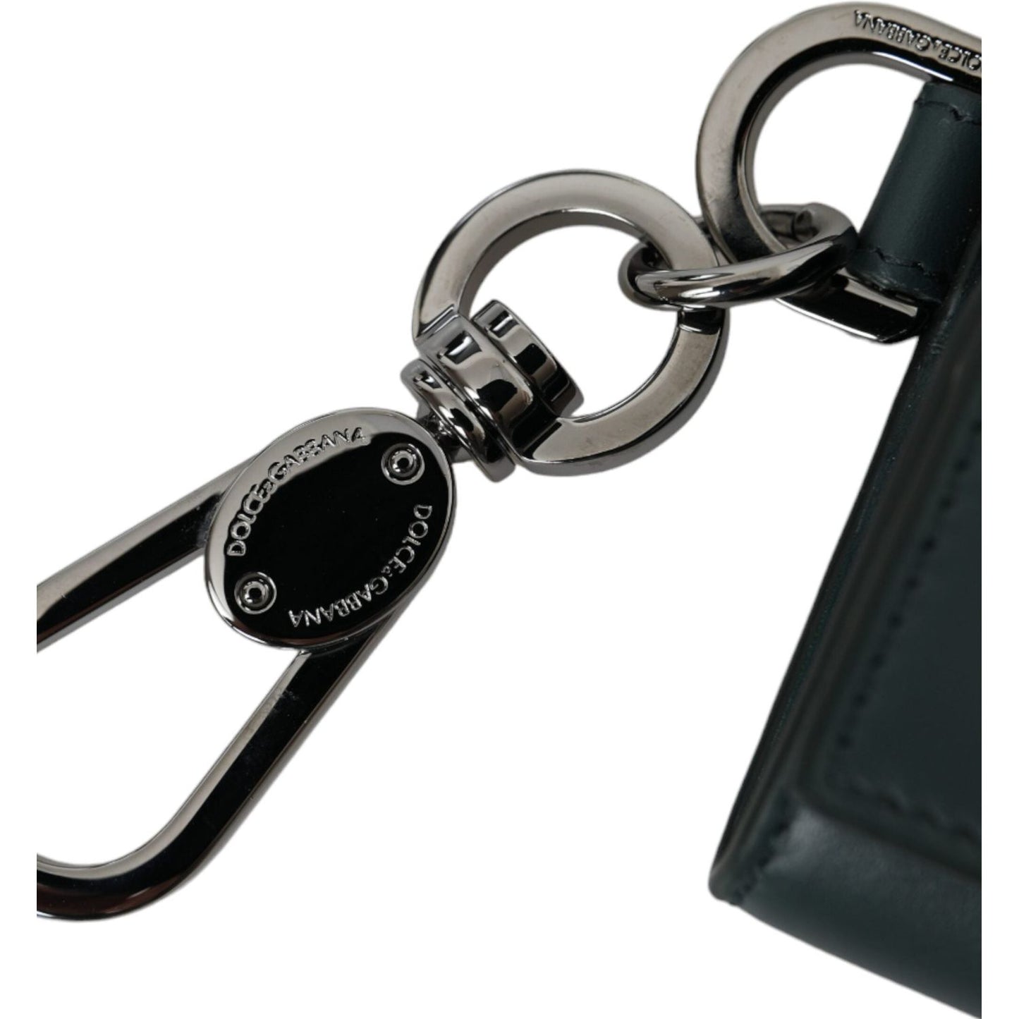 Dolce & Gabbana Green Leather DG Logo Keyring Coin Purse Keyring Wallet Dolce & Gabbana Black