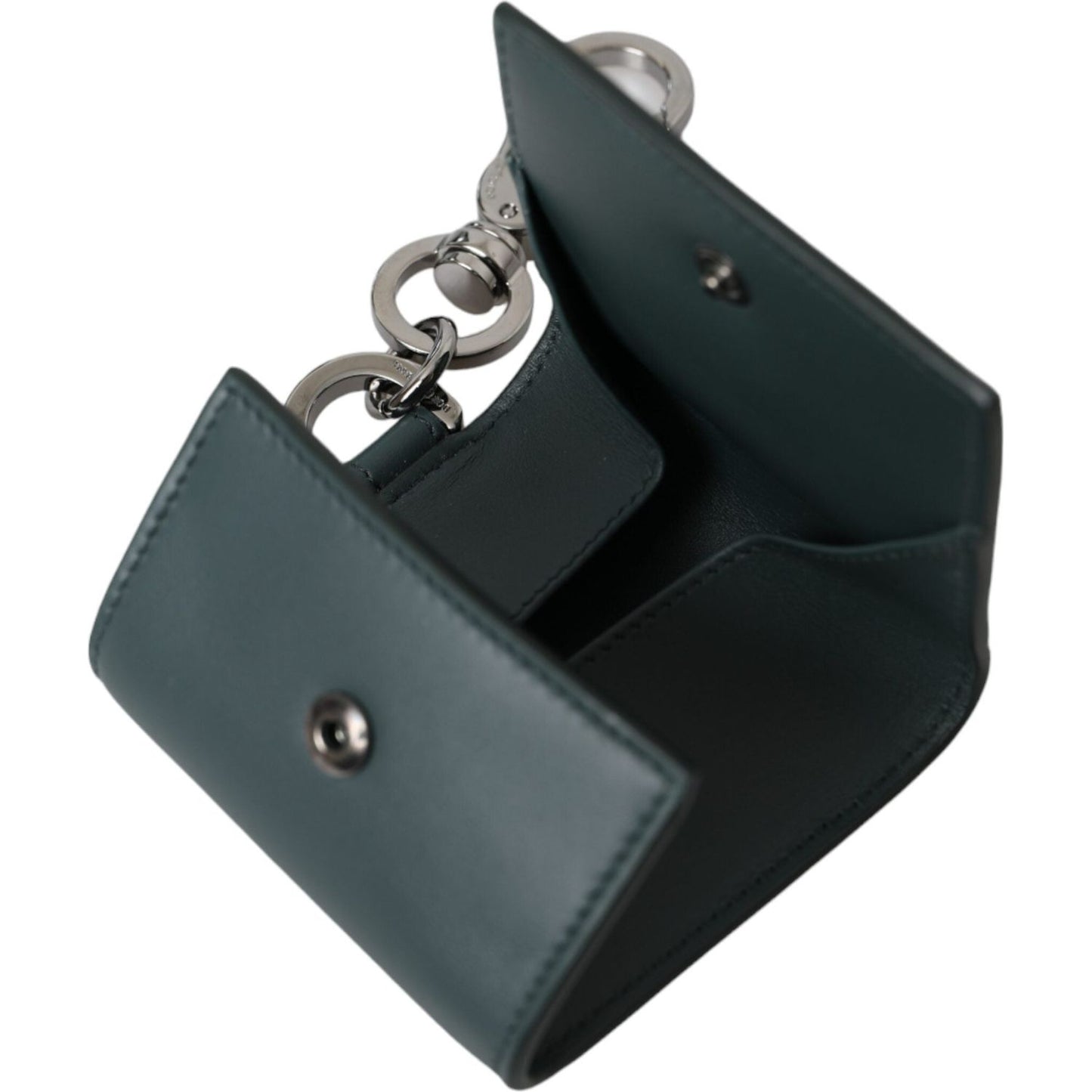 Dolce & Gabbana Green Leather DG Logo Keyring Coin Purse Keyring Wallet Dolce & Gabbana Dark Slate Gray