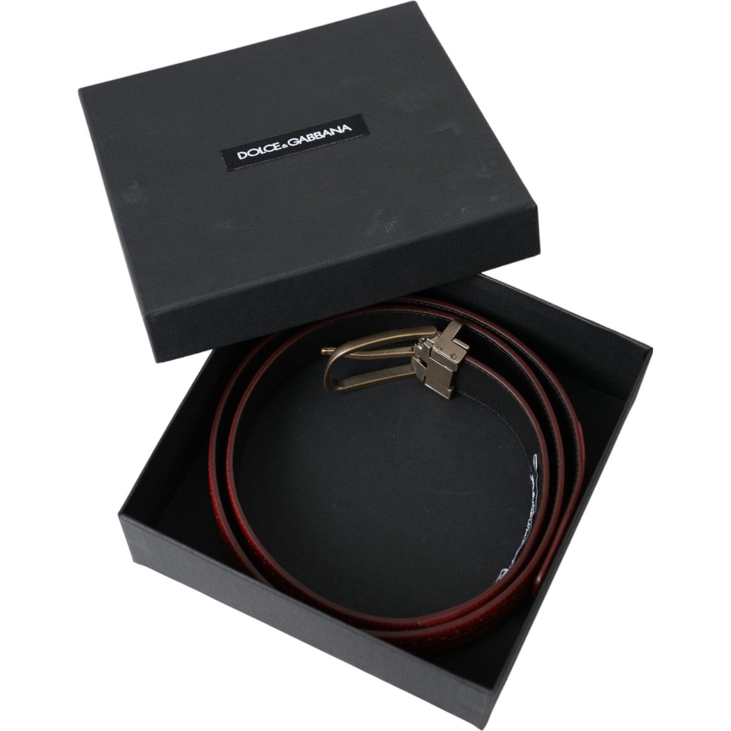Dolce & Gabbana Red Perforated Leather Metal Buckle Belt Men Dolce & Gabbana Dark Slate Gray