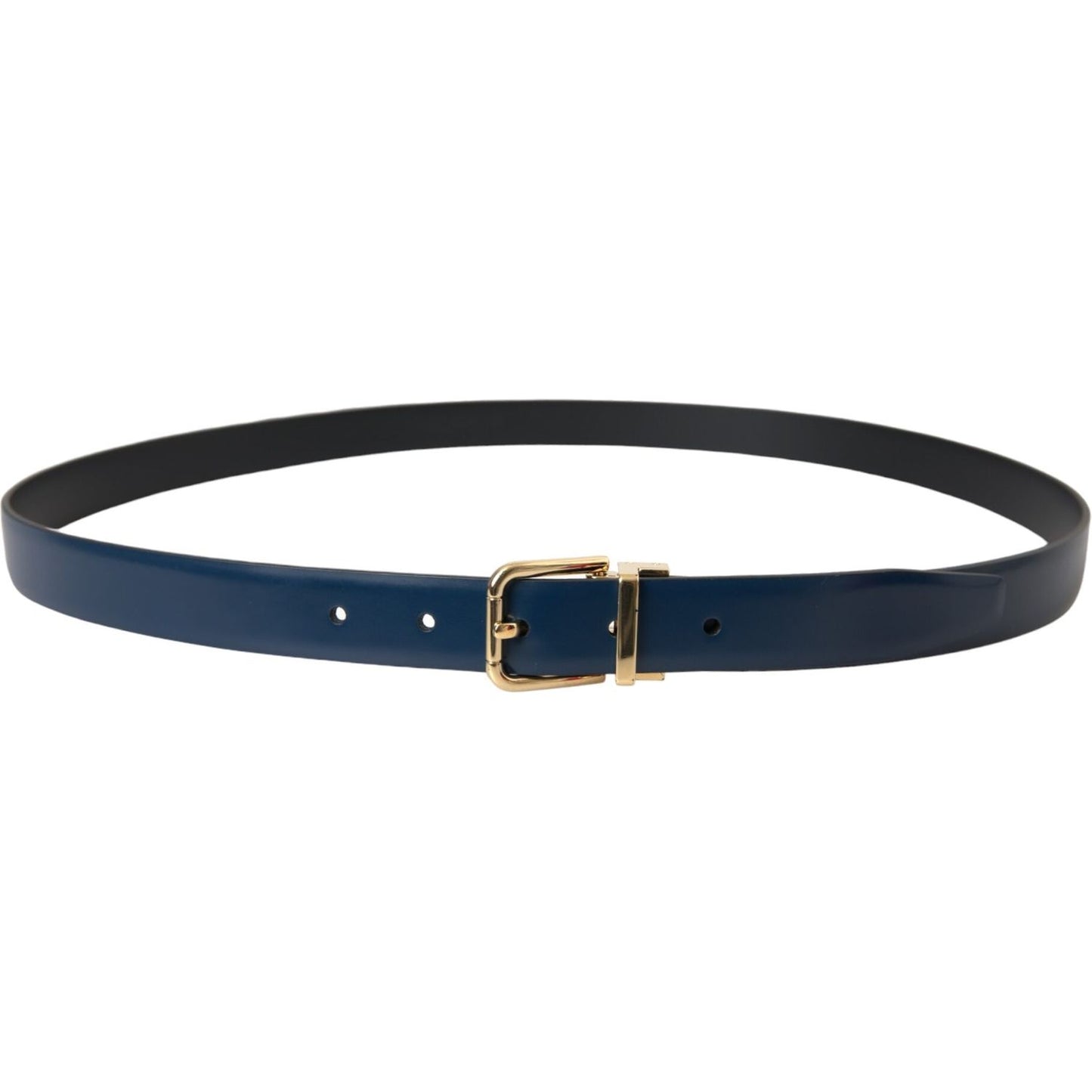 Dolce & Gabbana Blue Calf Leather Gold Metal Buckle Belt Men Dolce & Gabbana Dark Slate Gray