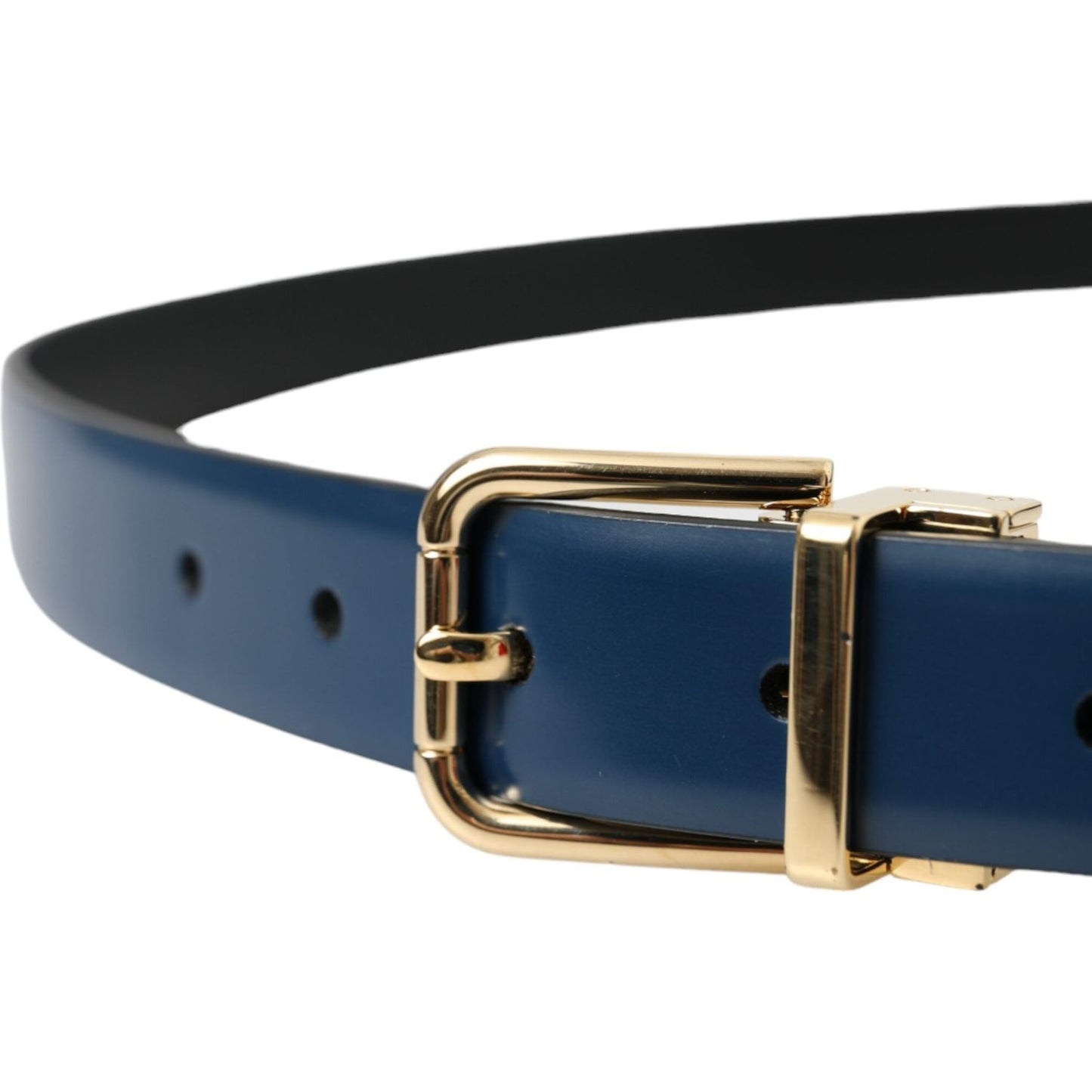 Dolce & Gabbana Blue Calf Leather Gold Metal Buckle Belt Men Dolce & Gabbana Dark Slate Gray
