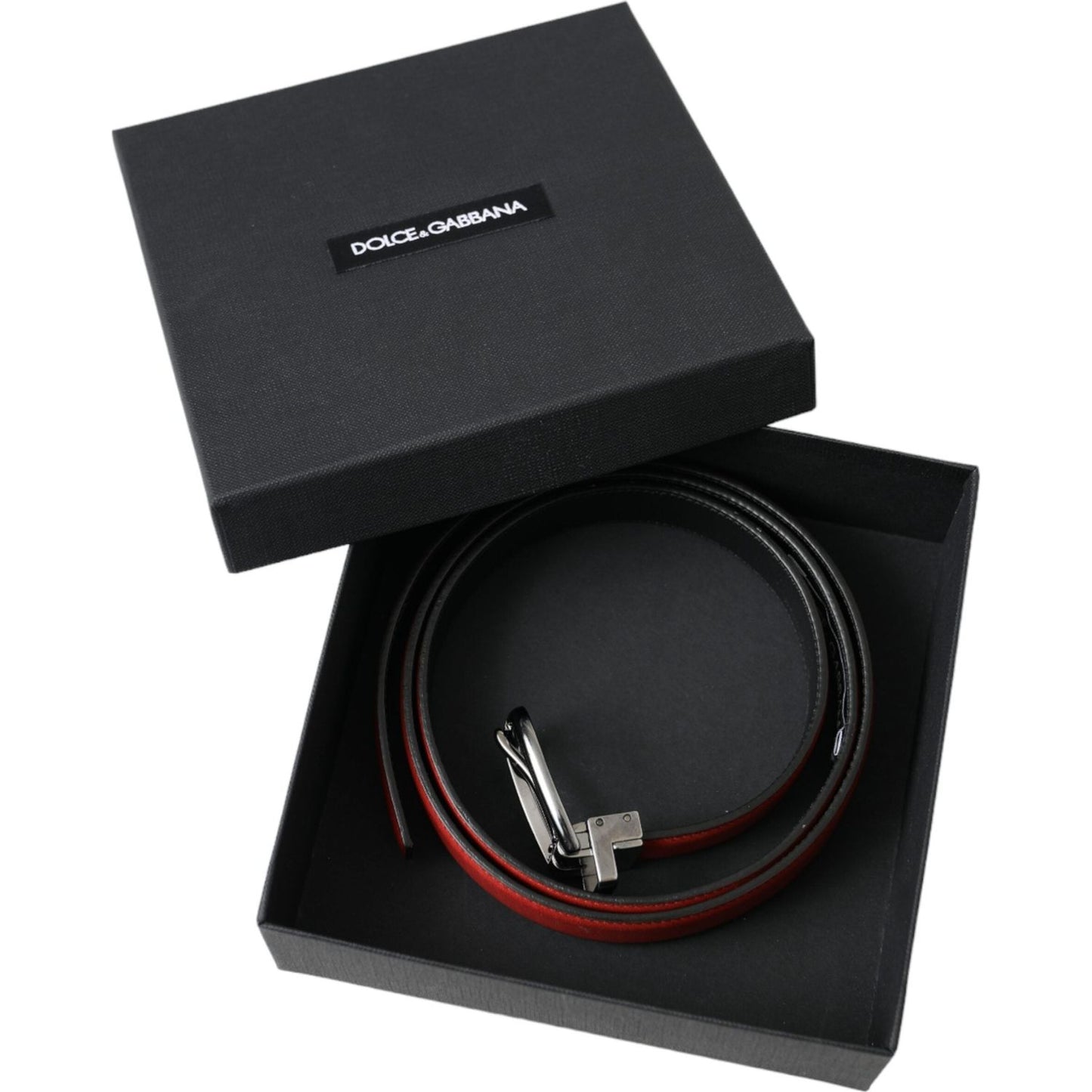 Dolce & Gabbana Red Leather Silver Metal Buckle Belt Men Dolce & Gabbana Dark Slate Gray