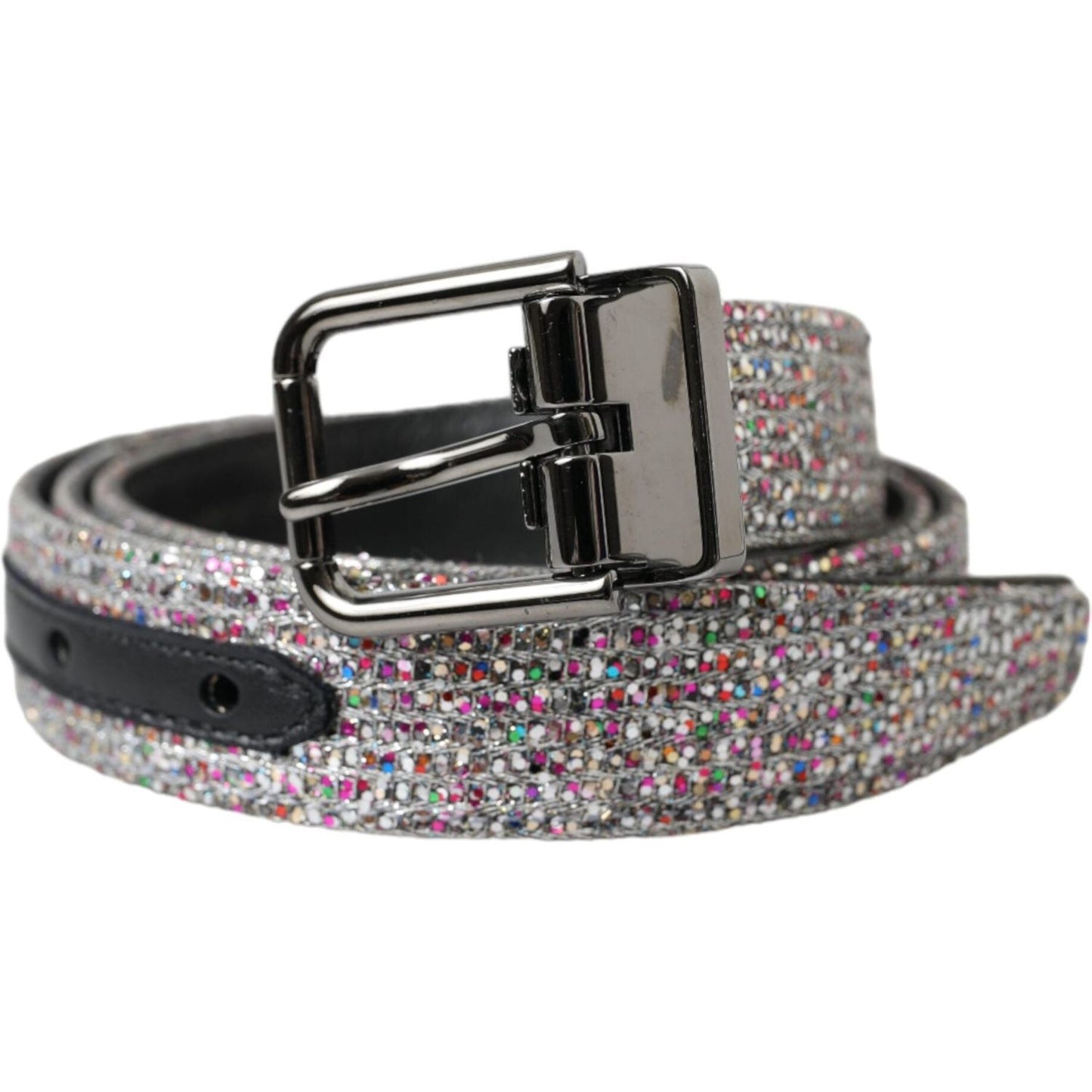 Dolce & Gabbana Multicolor Embellished Silver Metal Buckle Belt Dolce & Gabbana Dim Gray