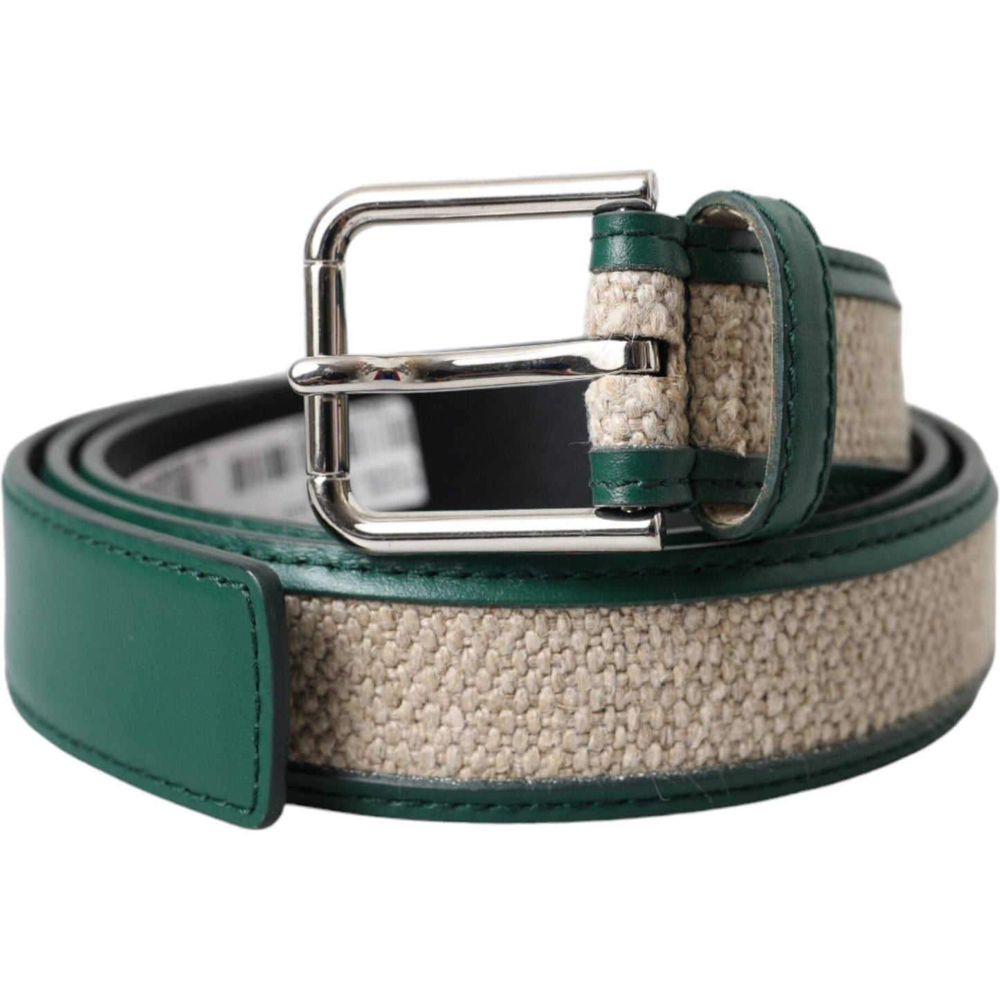 Dolce & Gabbana Green Beige Leather Weaved Metal Buckle Belt Dolce & Gabbana Dark Slate Gray