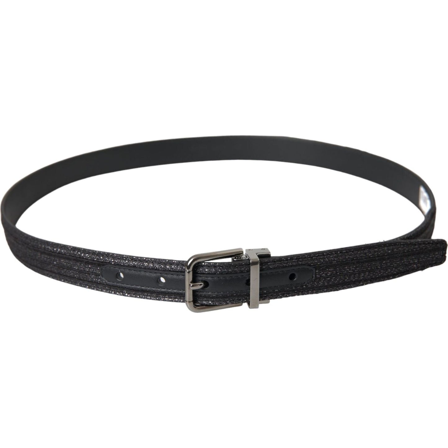 Dolce & Gabbana Black Jacquard Stripes Silver Metal Buckle Belt Dolce & Gabbana Dark Slate Gray