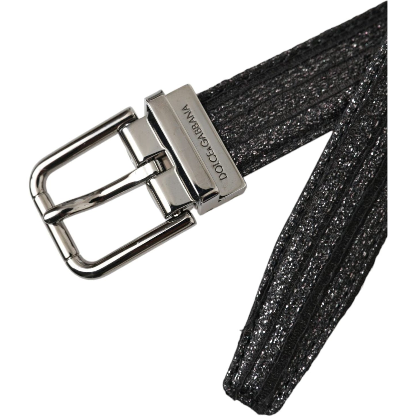 Dolce & Gabbana Black Jacquard Stripes Silver Metal Buckle Belt Dolce & Gabbana Dark Slate Gray