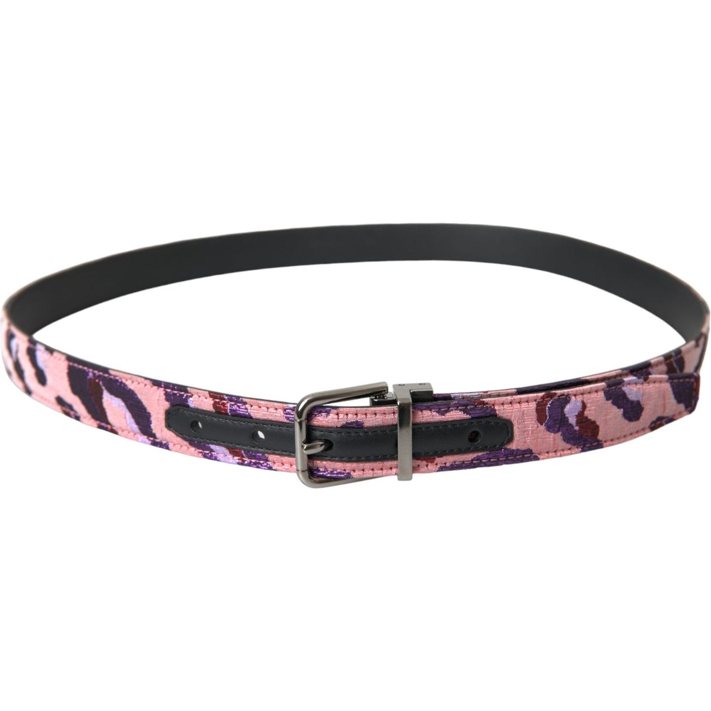 Dolce & Gabbana Multicolor Jacquard Leather Metal Buckle Belt Dolce & Gabbana Gray