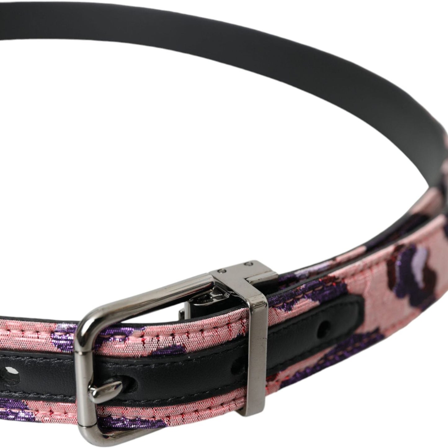 Dolce & Gabbana Multicolor Jacquard Leather Metal Buckle Belt Dolce & Gabbana Rosy Brown