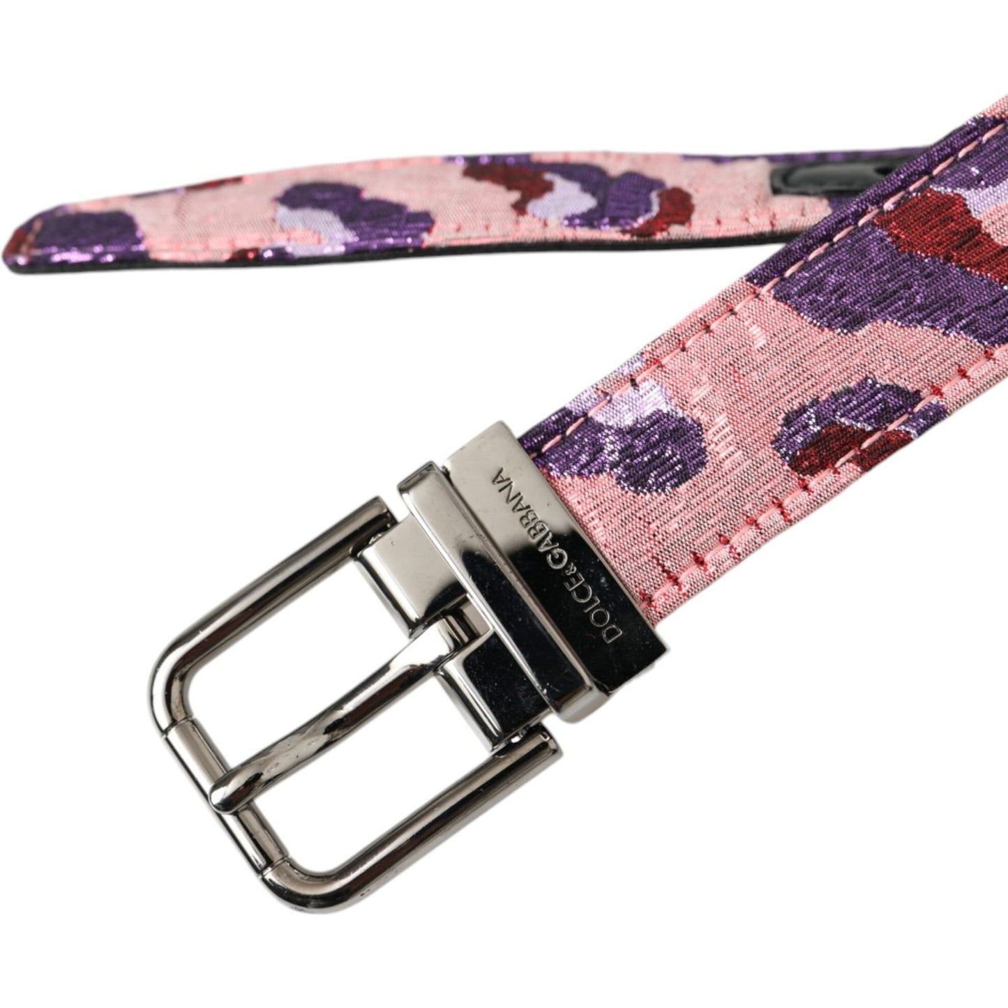 Dolce & Gabbana Multicolor Jacquard Leather Metal Buckle Belt Dolce & Gabbana Gray