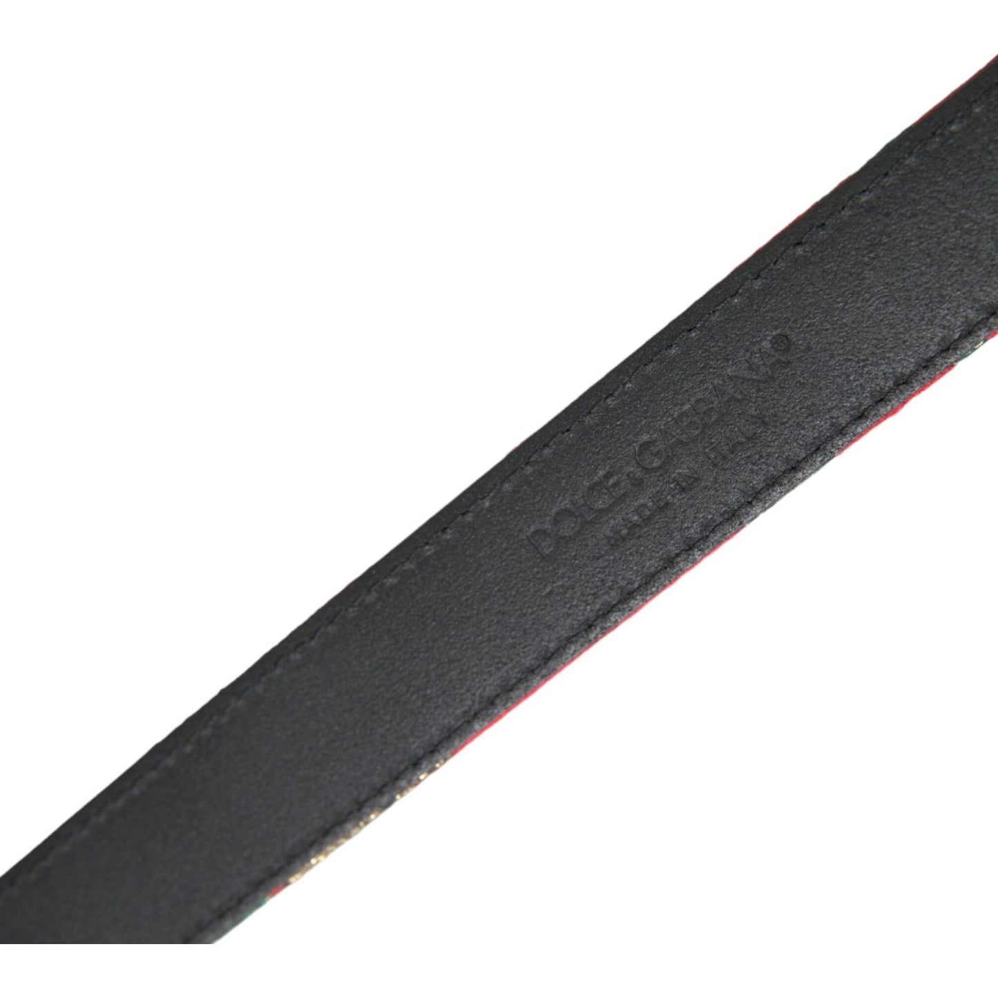 Dolce & Gabbana Red Leather Jacquard Silver Metal Buckle Belt Dolce & Gabbana Dark Slate Gray