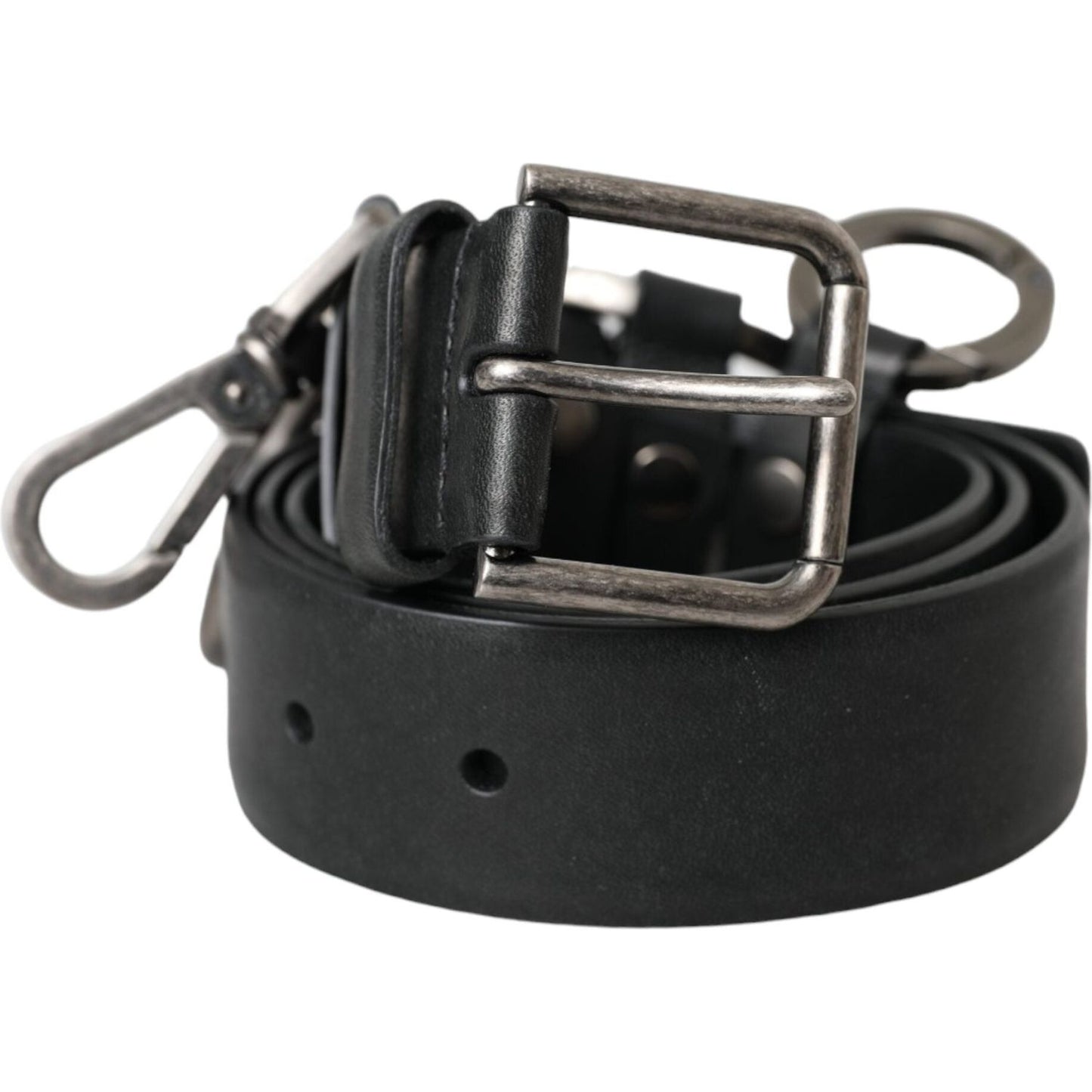 Dolce & Gabbana Black Calf Leather Silver Metal Buckle Belt Dolce & Gabbana Dark Slate Gray