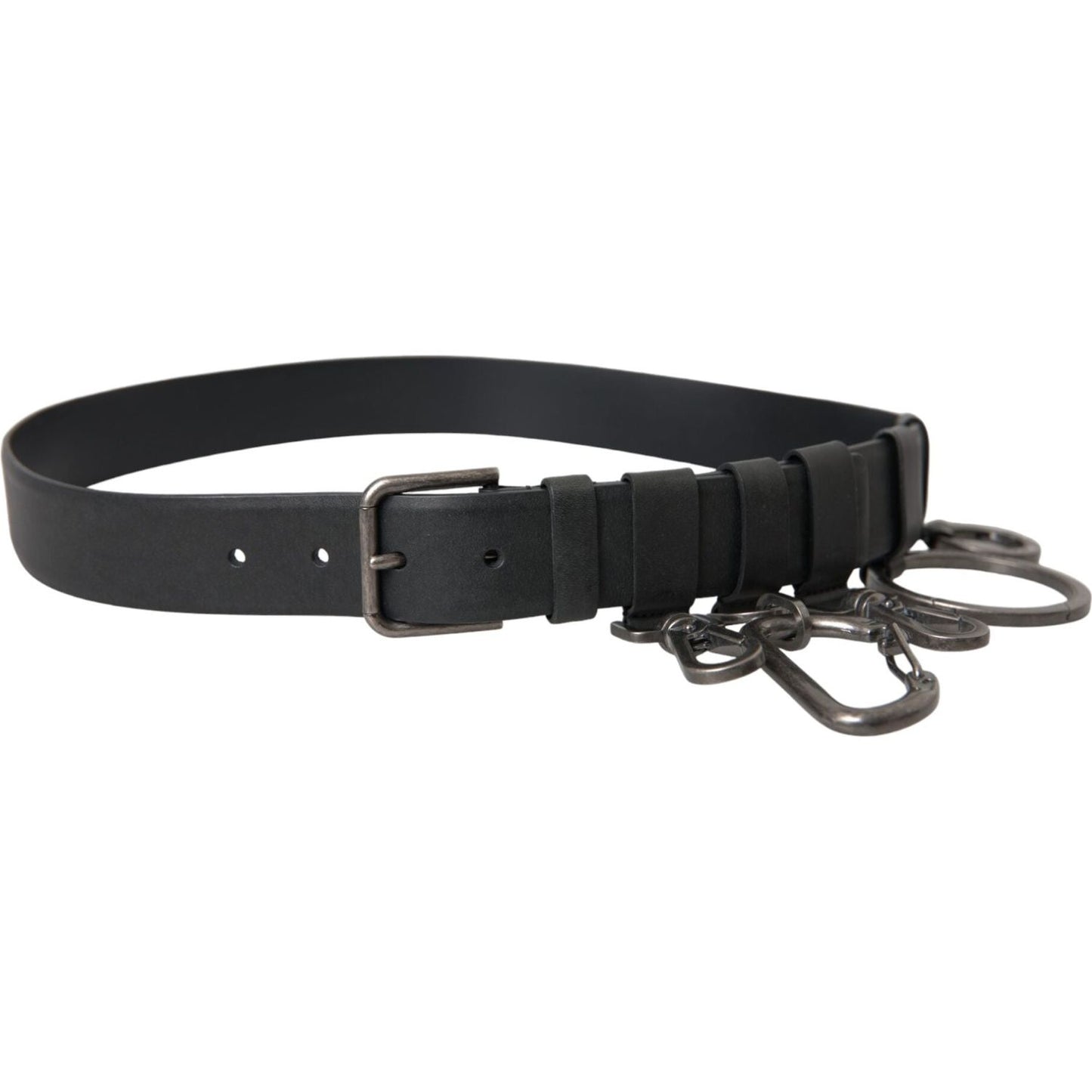 Dolce & Gabbana Black Calf Leather Silver Metal Buckle Belt Dolce & Gabbana Dark Slate Gray