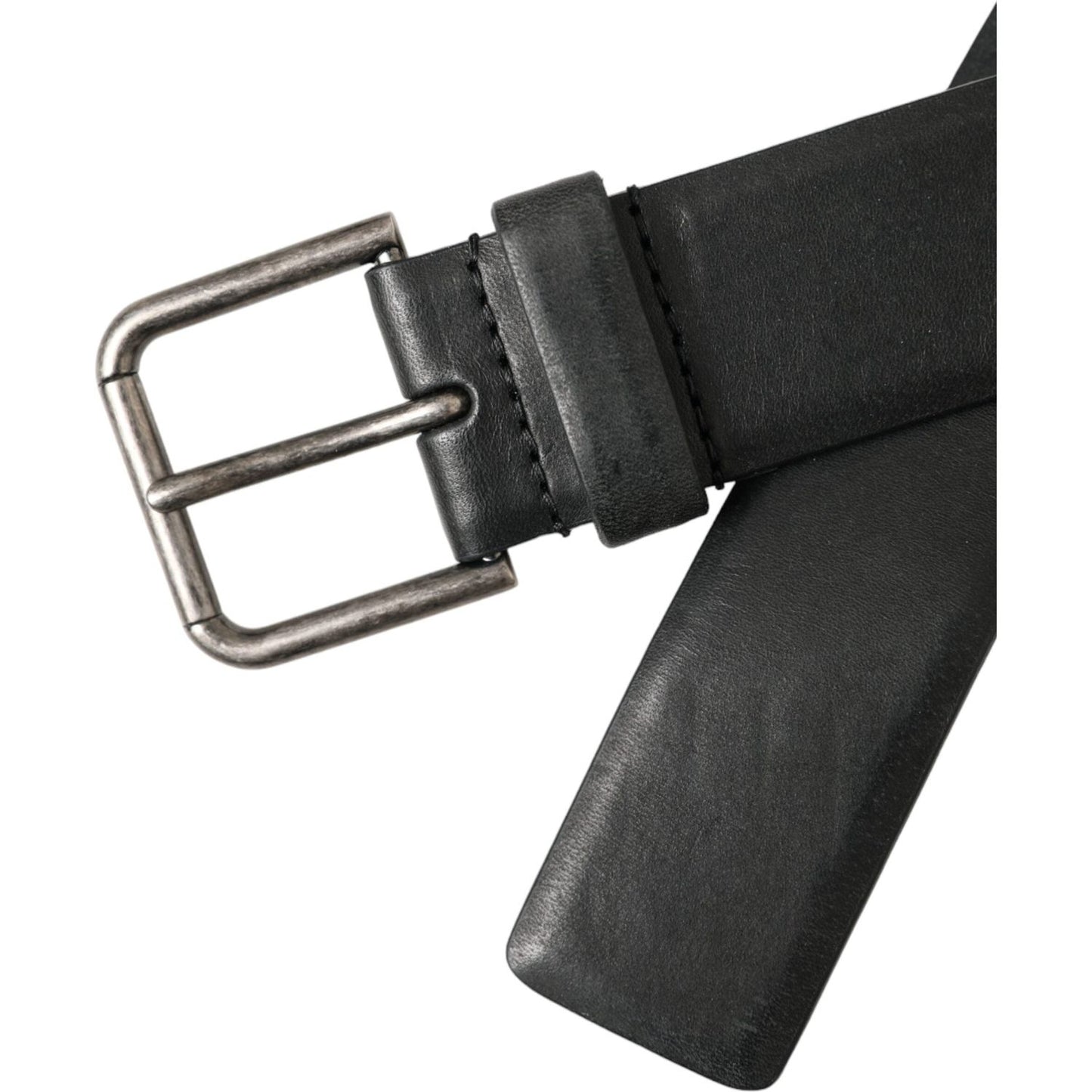 Dolce & Gabbana Black Calf Leather Silver Metal Buckle Belt Dolce & Gabbana Dark Slate Gray