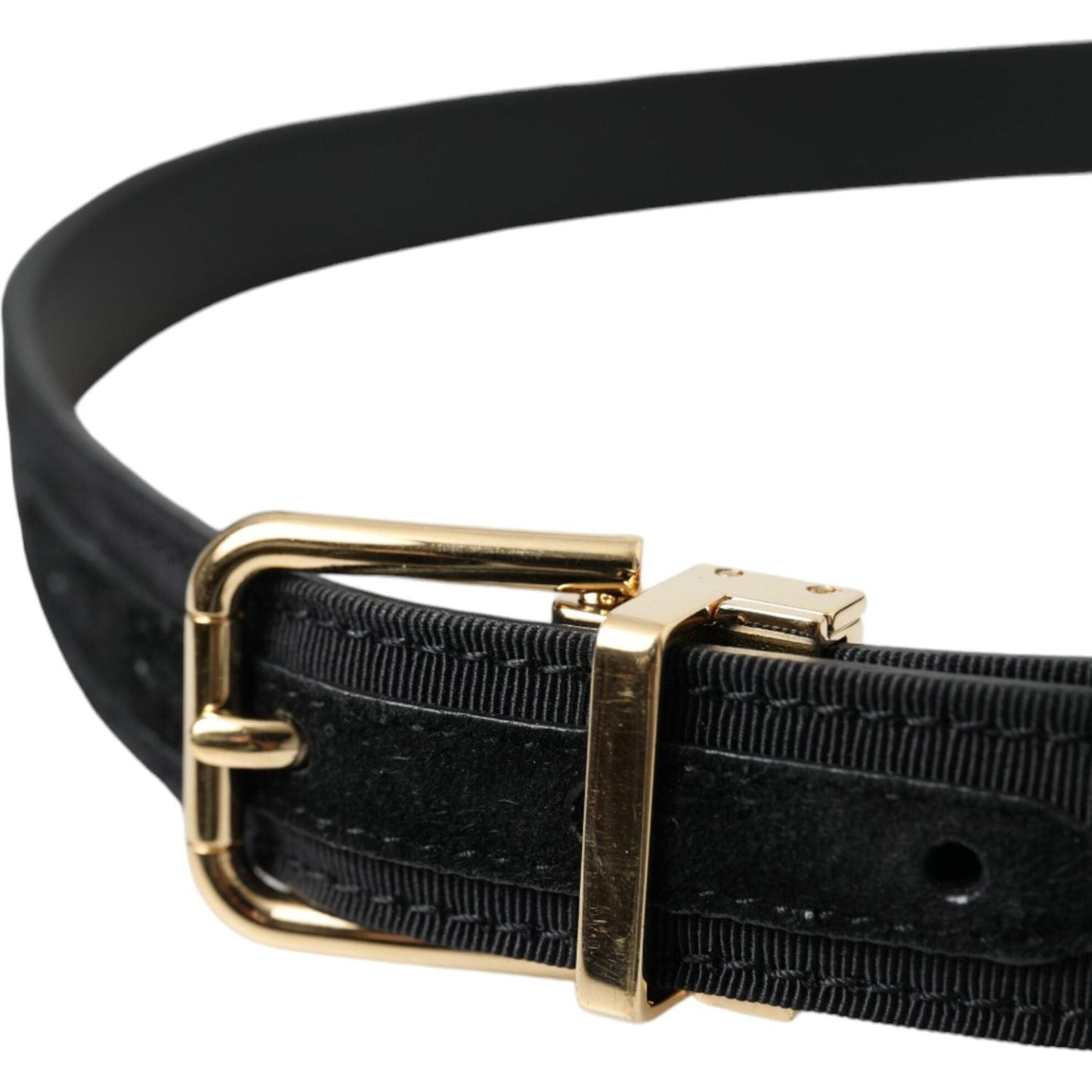 Dolce & Gabbana Black Gros Grain Gold Metal Buckle Belt Men Dolce & Gabbana Black