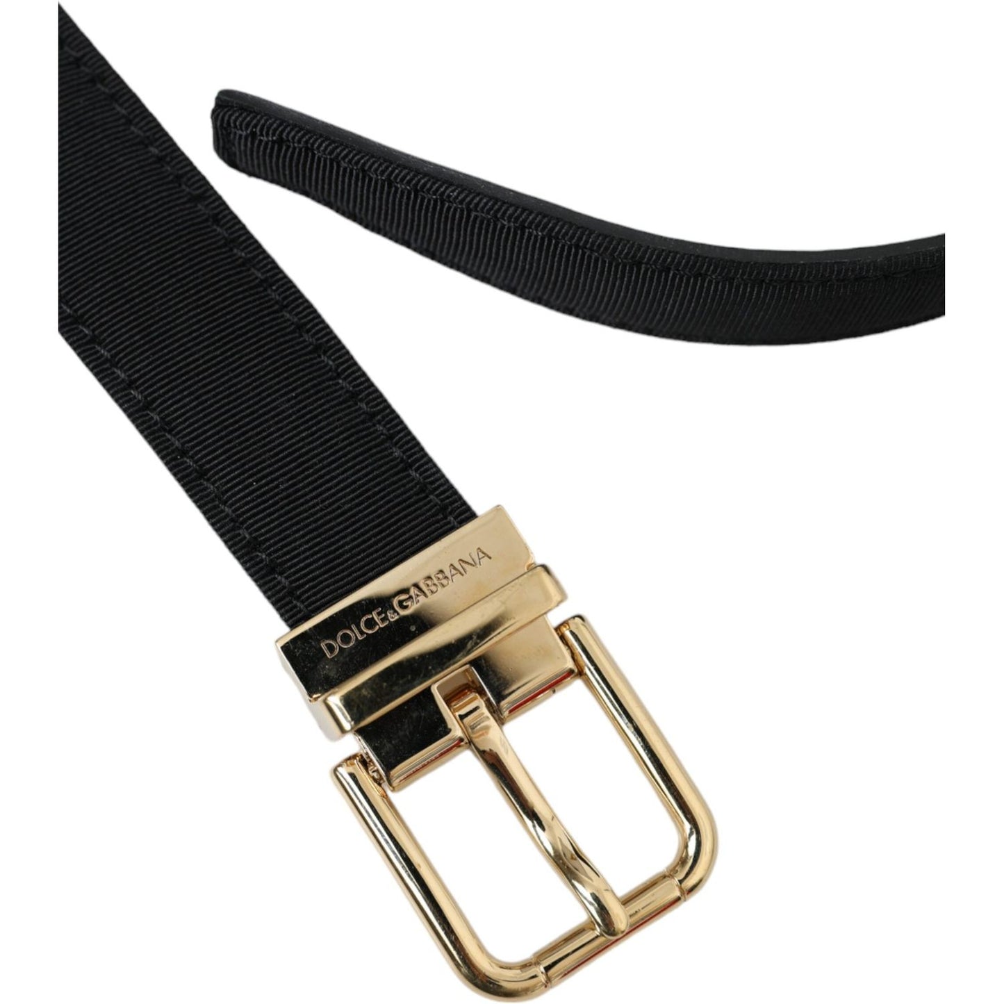 Dolce & Gabbana Black Gros Grain Gold Metal Buckle Belt Men Dolce & Gabbana Tan