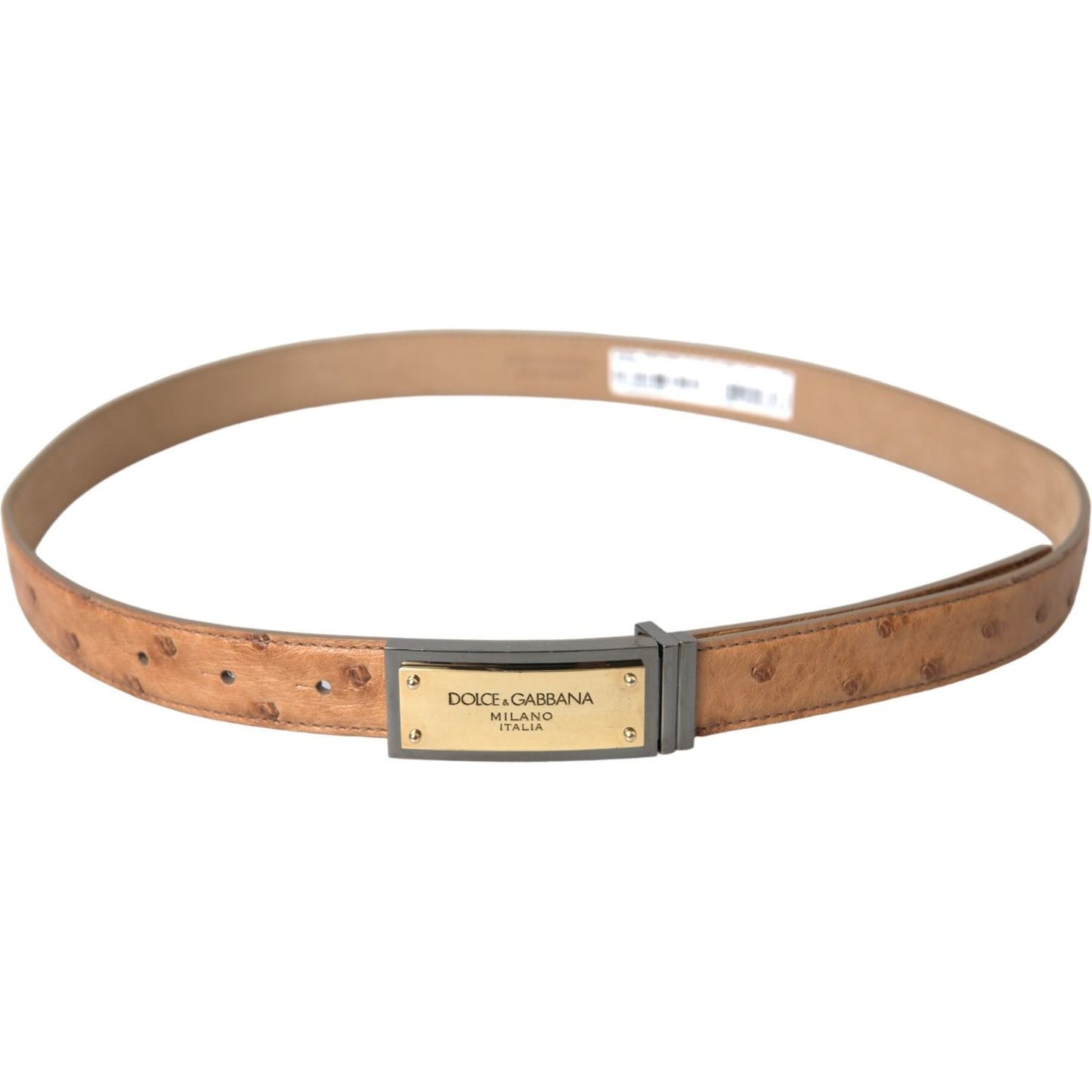 Dolce & Gabbana Beige Leather Gold Logo Engraved Buckle Belt Dolce & Gabbana Rosy Brown