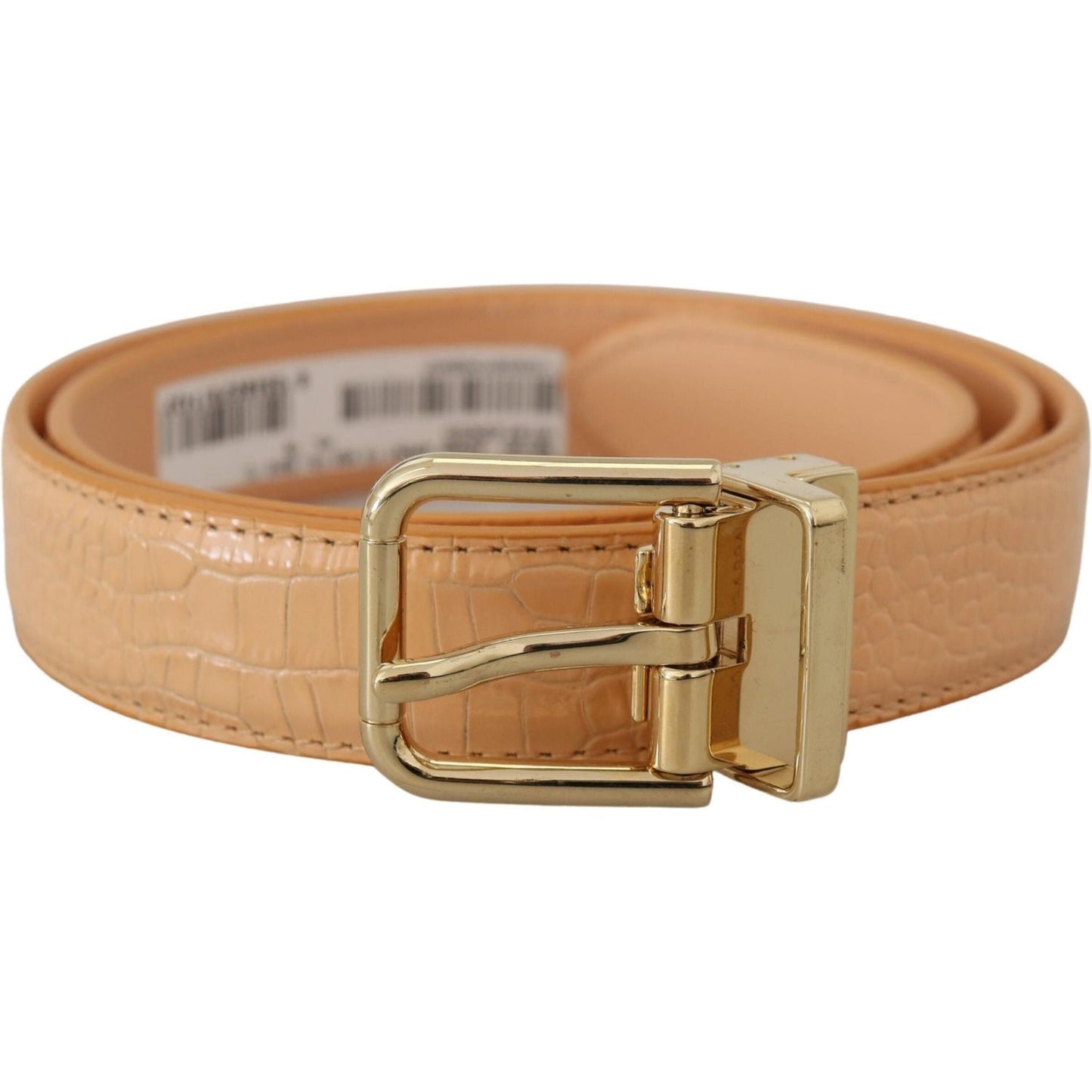 Dolce & Gabbana Beige Exotic Leather Gold Metal Buckle Belt Dolce & Gabbana Rosy Brown