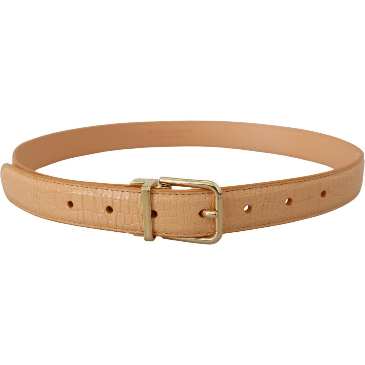 Dolce & Gabbana Beige Exotic Leather Gold Metal Buckle Belt Dolce & Gabbana Dark Khaki