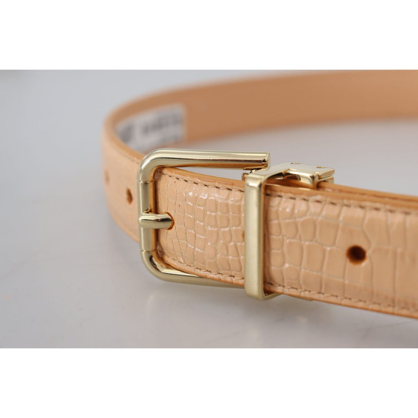 Dolce & Gabbana Beige Exotic Leather Gold Metal Buckle Belt Dolce & Gabbana Rosy Brown