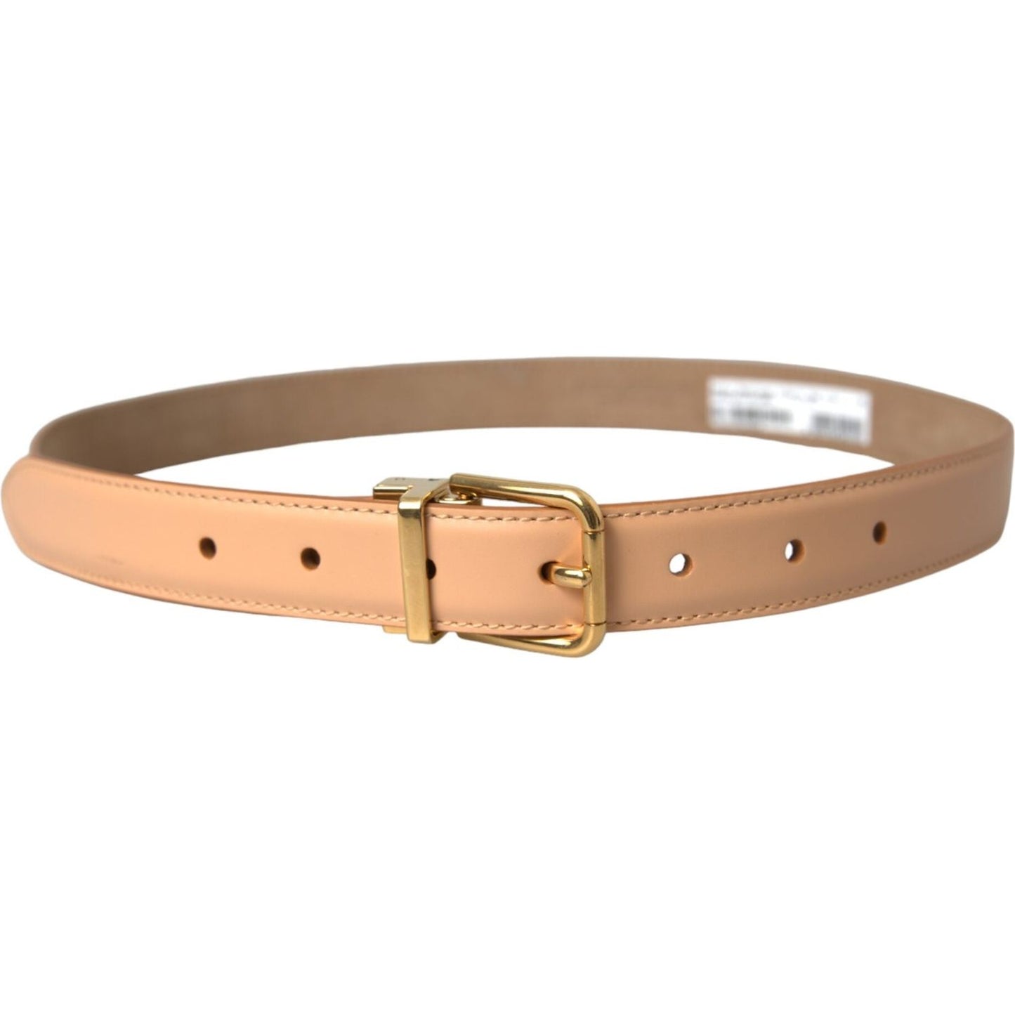 Dolce & Gabbana Beige Calfskin Leather Gold Metal Buckle Belt Dolce & Gabbana Rosy Brown