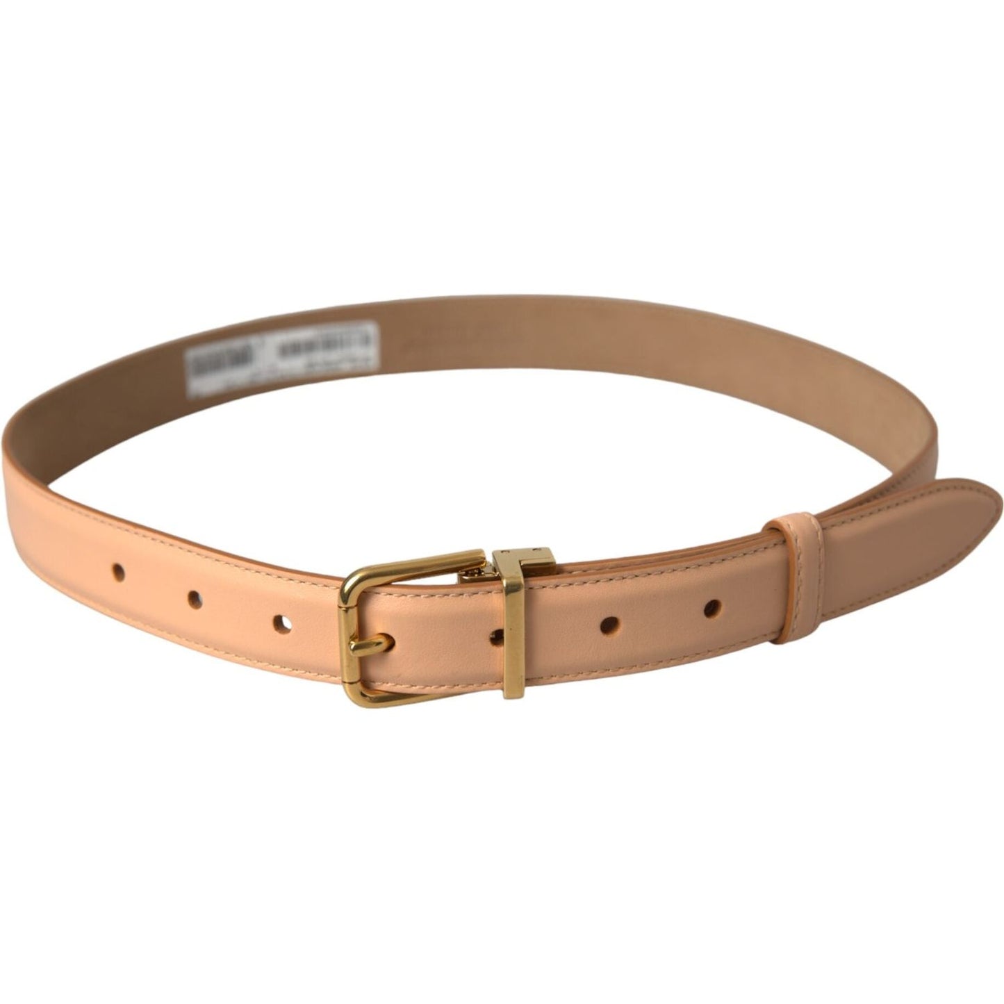 Dolce & Gabbana Beige Calfskin Leather Gold Metal Buckle Belt Dolce & Gabbana Rosy Brown