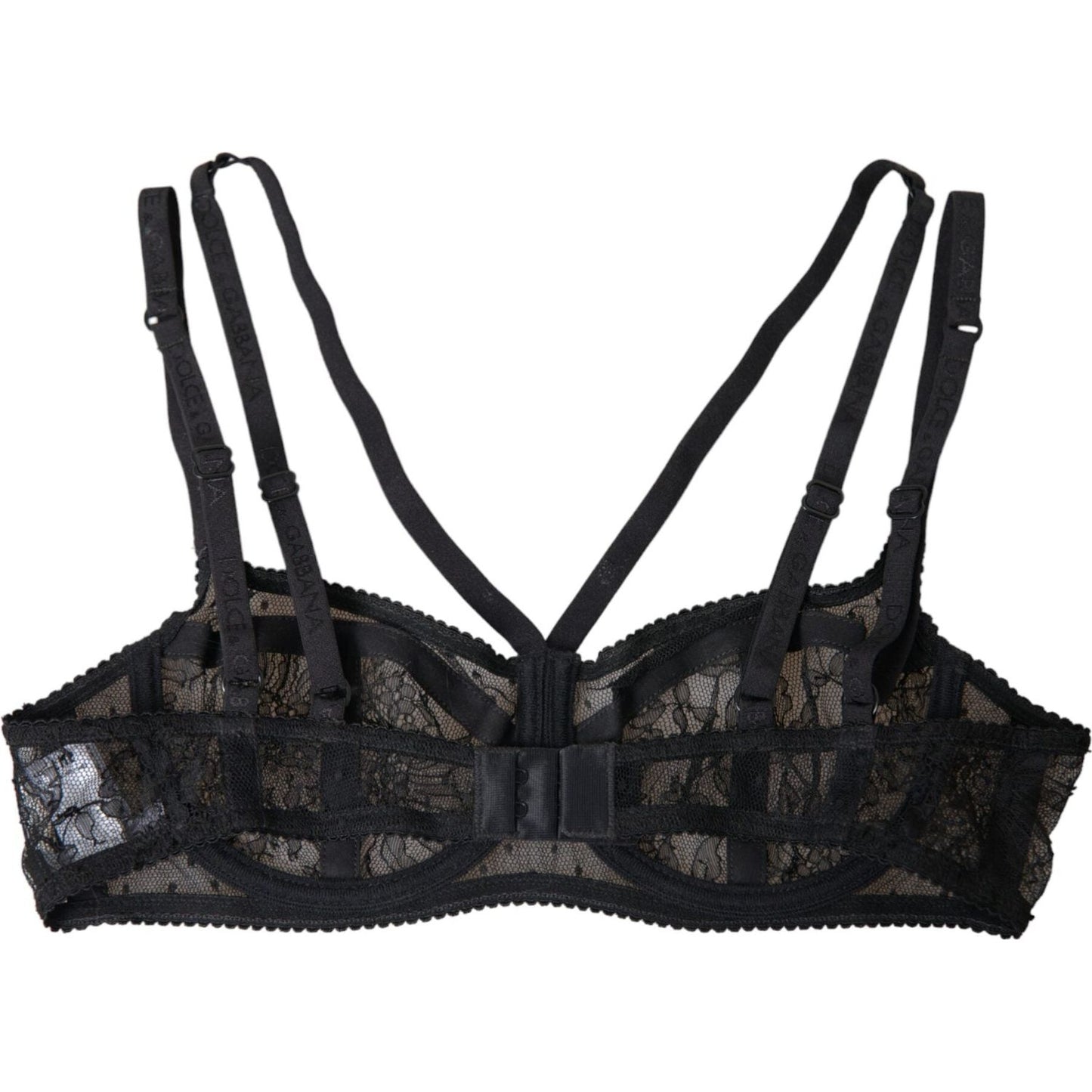 Dolce & Gabbana Black Floral Lace Nylon Balconcino Bra Underwear Dolce & Gabbana Dark Slate Gray