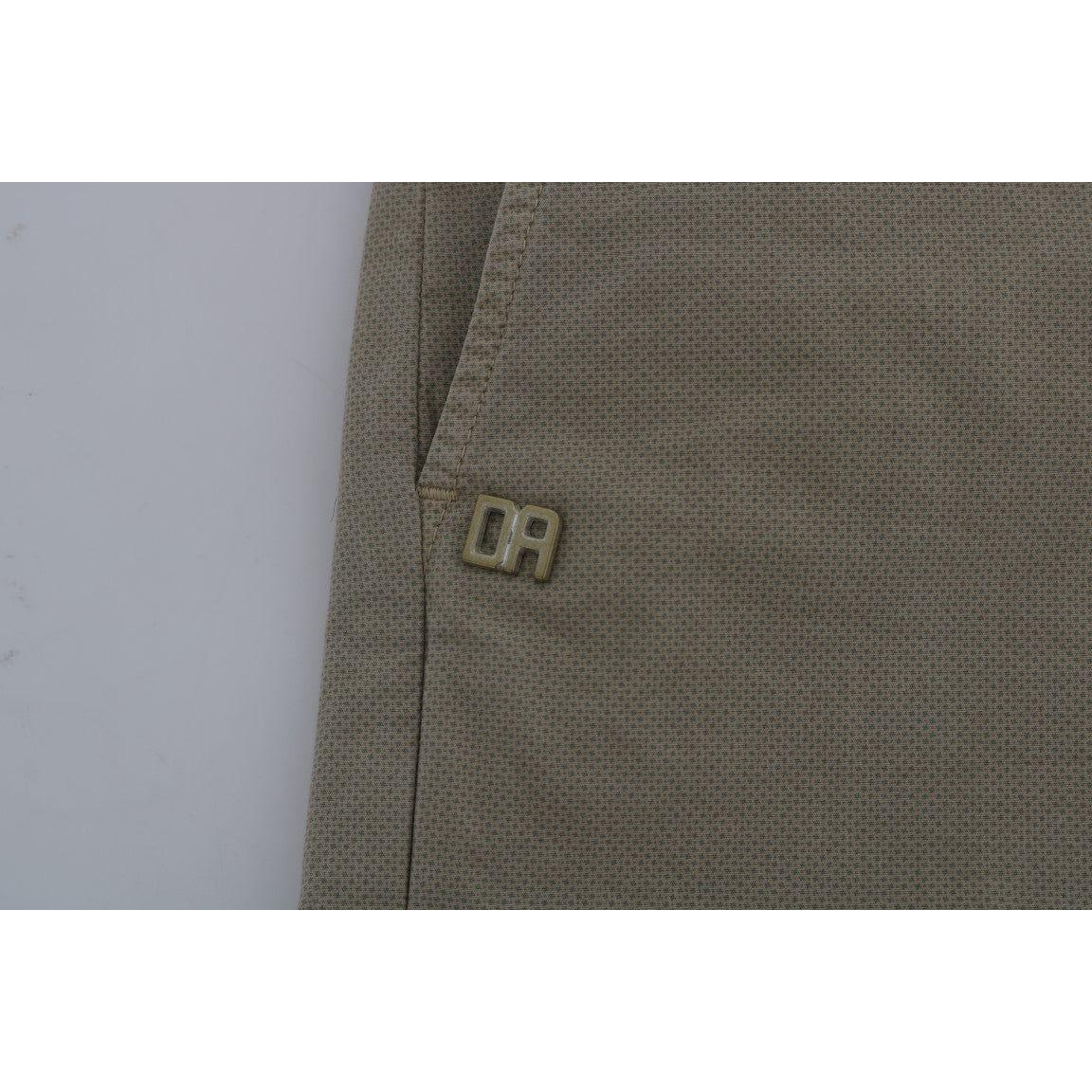 Daniele Alessandrini Beige Cotton Stretch Slim Fit Chinos Jeans & Pants