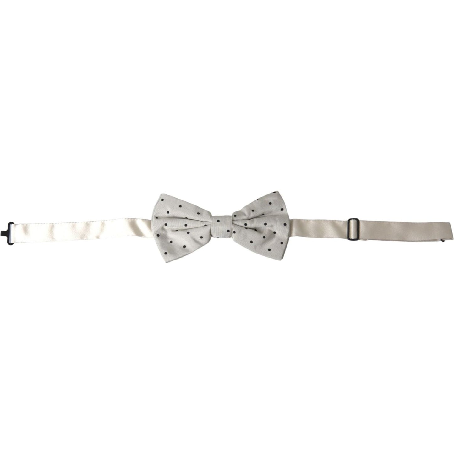 Dolce & Gabbana White Black Polka Dot Polyester Bow Tie Men Dolce & Gabbana Gray