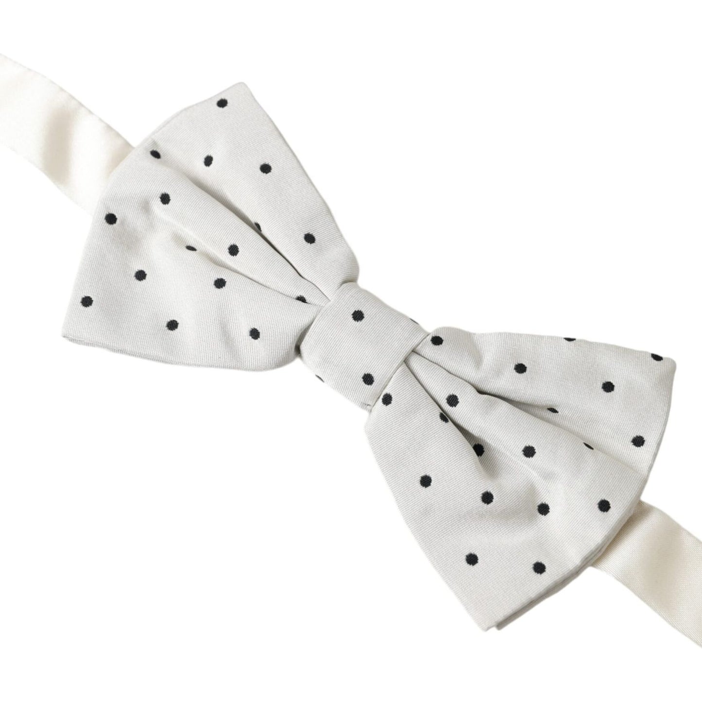 Dolce & Gabbana White Black Polka Dot Polyester Bow Tie Men Dolce & Gabbana Light Gray