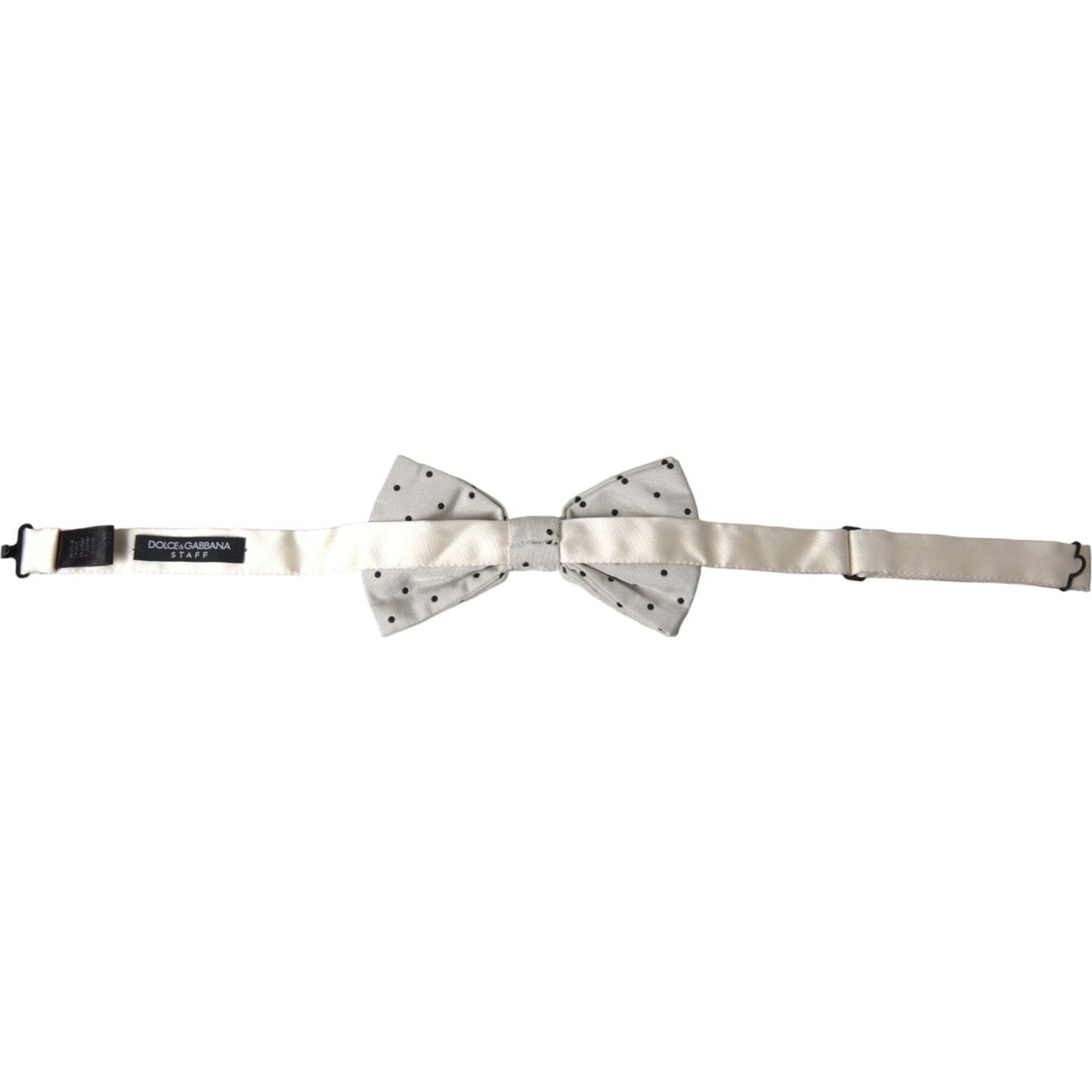 Dolce & Gabbana White Black Polka Dot Polyester Bow Tie Men Dolce & Gabbana Gray