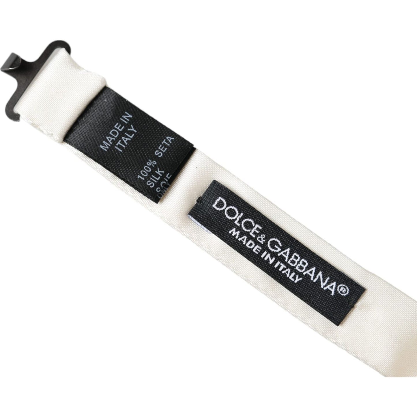 Dolce & Gabbana Off White Silk Adjustable Neck Men Bow Tie Dolce & Gabbana Light Gray