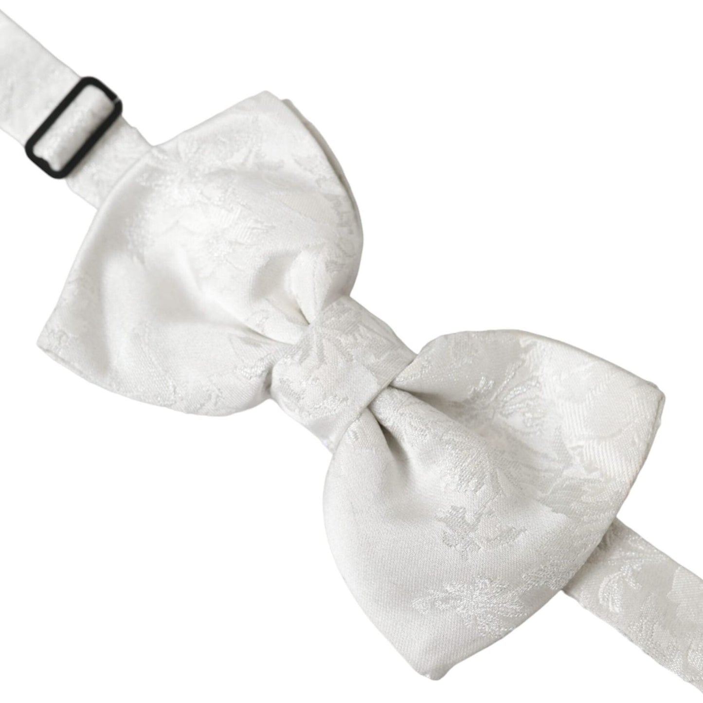 Dolce & Gabbana White Floral Silk Adjustable Men Neck Bow Tie Dolce & Gabbana Light Gray