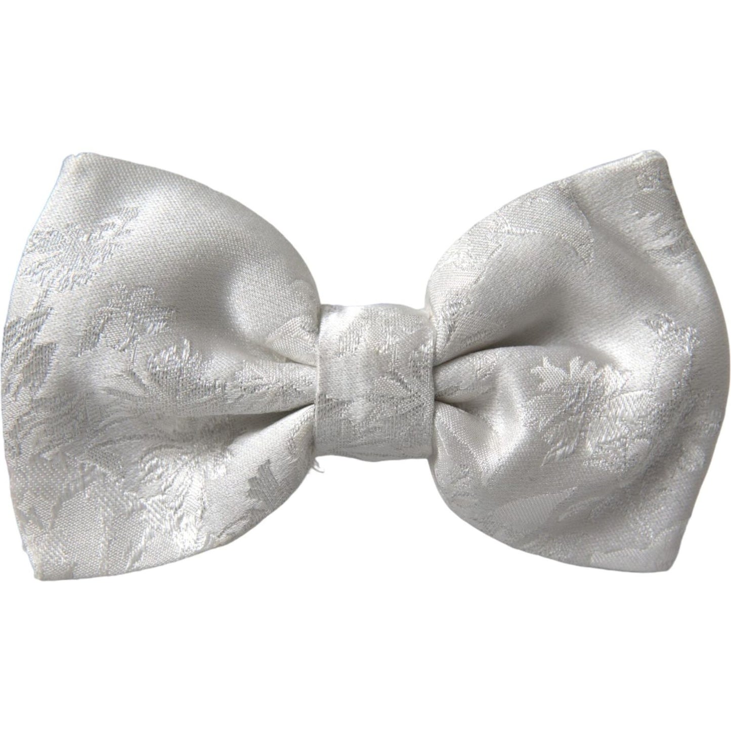 Dolce & Gabbana White Floral Silk Adjustable Men Neck Bow Tie Dolce & Gabbana Dark Gray